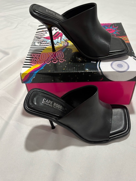Cape Robbin Shoes - Cape Robbin Black Square Open-Toe Stiletto Mule